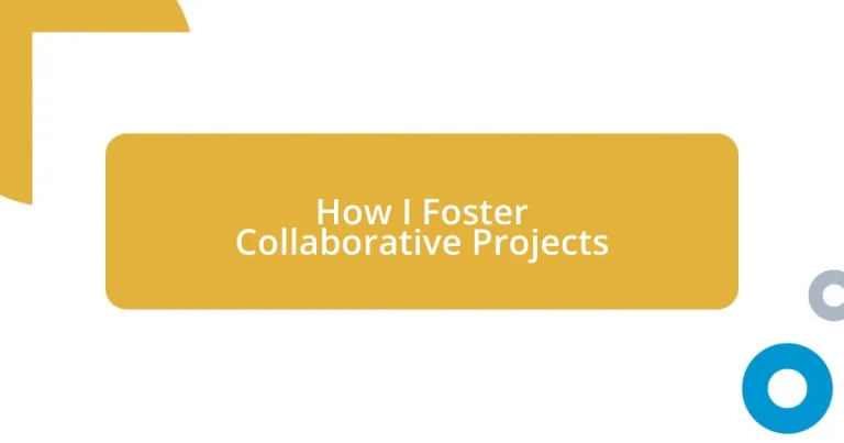 How I Foster Collaborative Projects