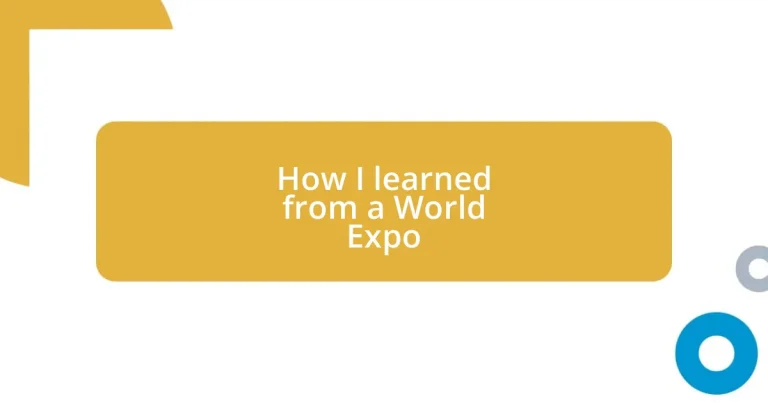 How I learned from a World Expo